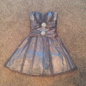 B Darlin Sparkly Silver Homecoming Dress